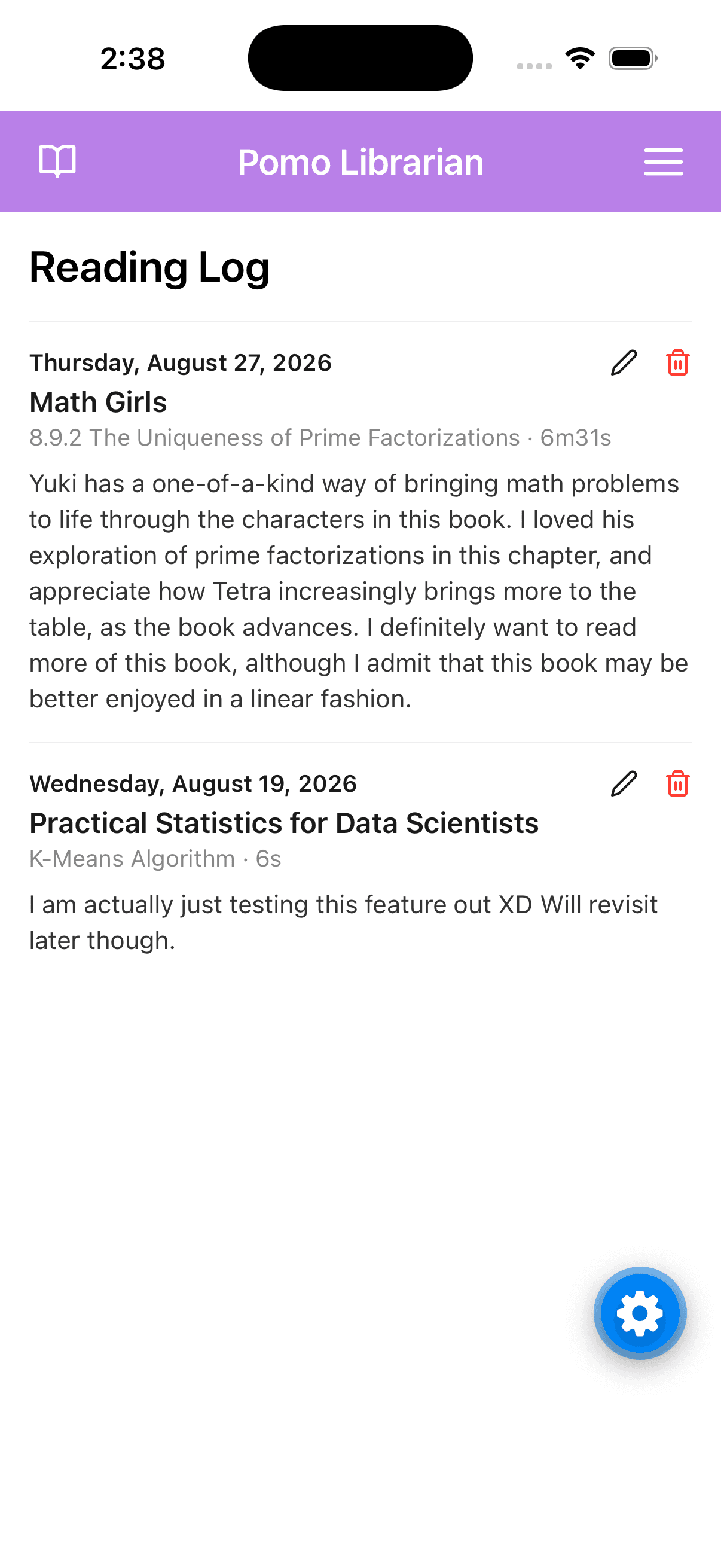 Your reading, tracked